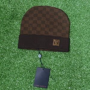 Louis Vuitton Checkered Brown Beanie